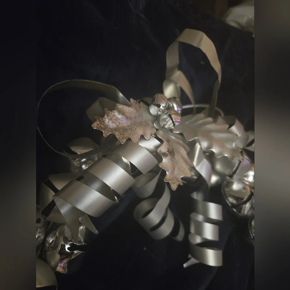 Silver Bell Wreath with Metal Ribbon 11